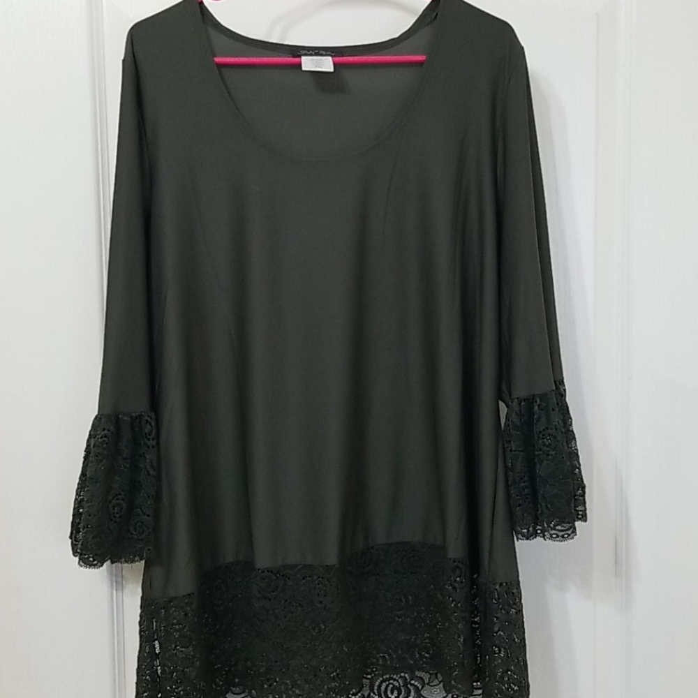 Slinky Brand 3/4 Sleeve Olive Green Top Size XLP